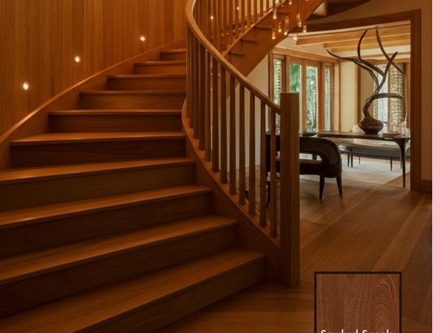 Space-saving wooden spiral staircase for modern home interiors by Mikasa Floors