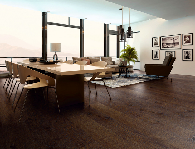 living room with dark wooden flooring and light neutral walls