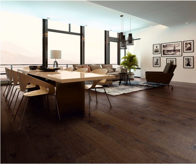 living room with dark wooden flooring and light neutral walls
